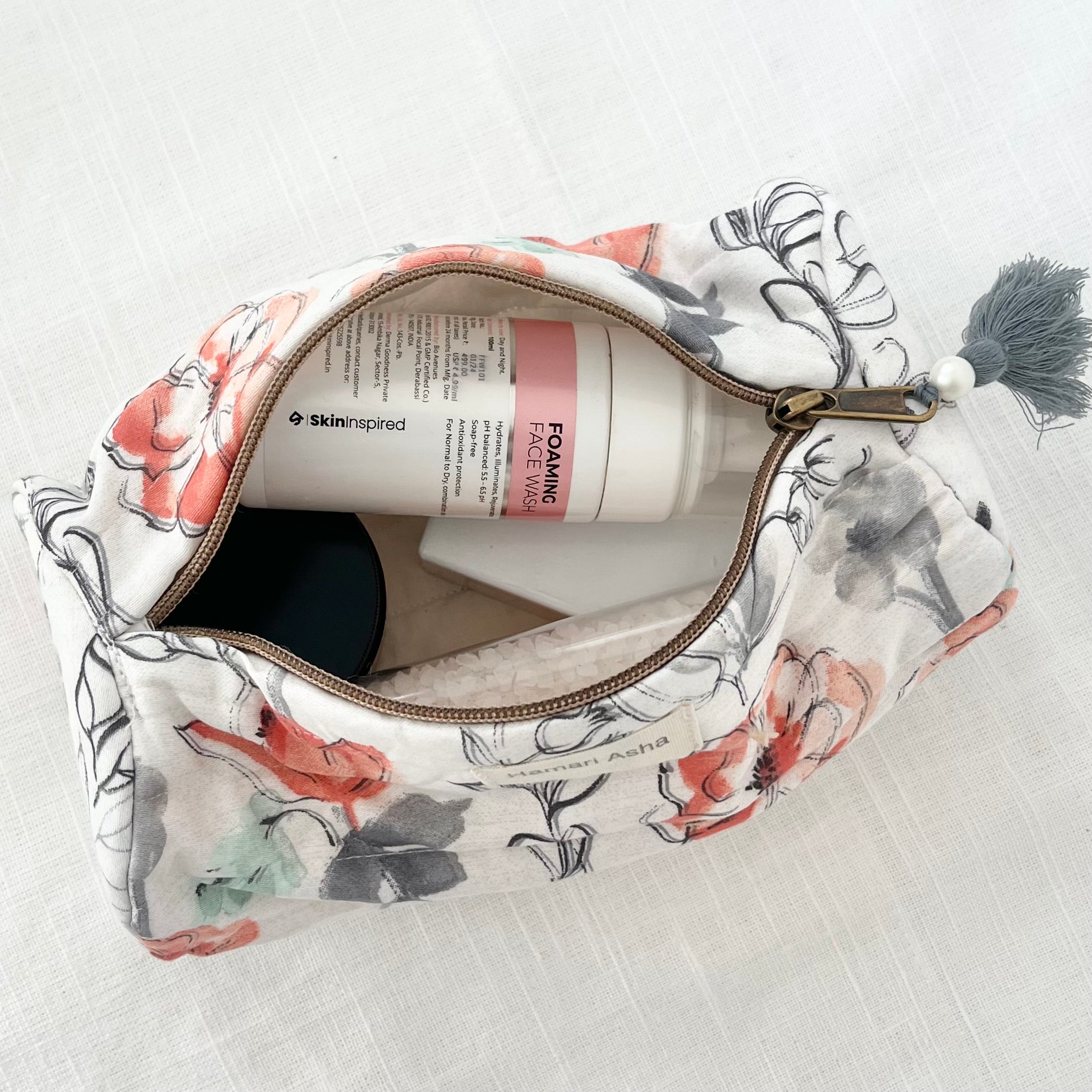 Grey Floral Utility Pouch