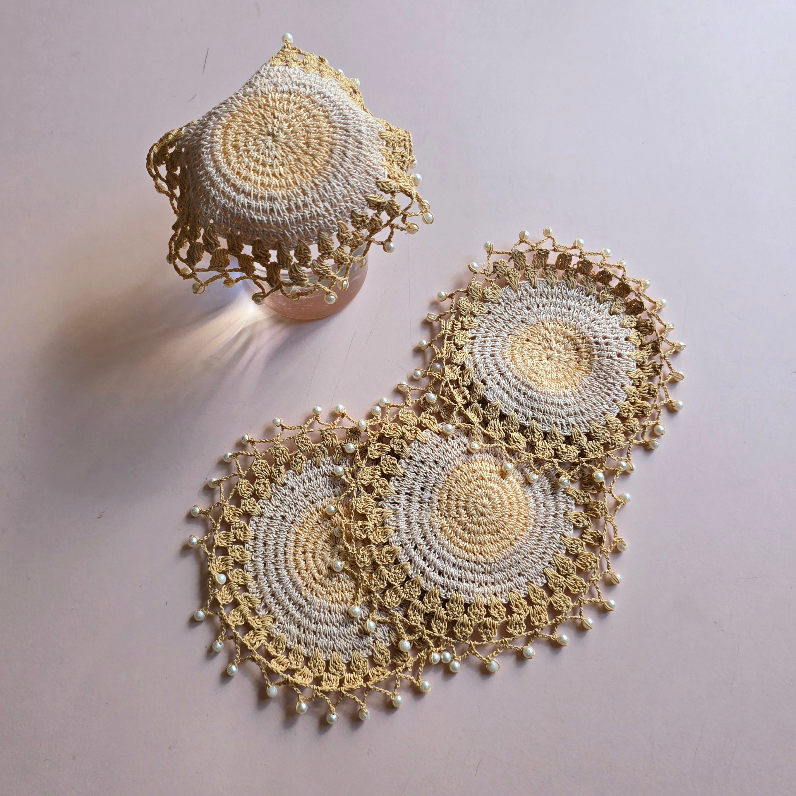 Peach Ombre Crochet  Glass Cover