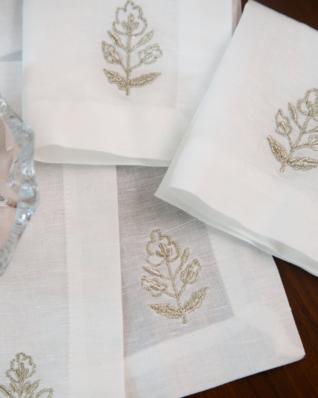 Vintage Gold Leaf Cocktail Napkin (set of-4)