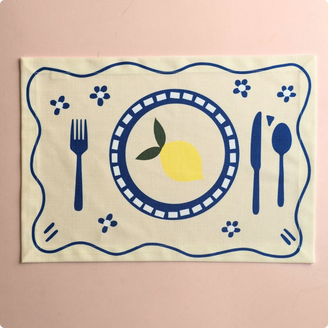 Lemon Table Mat  (On water repellent fabric)