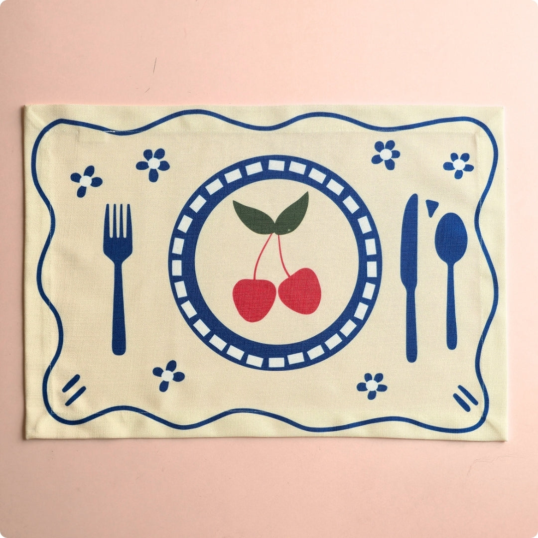 Cherry Table Mat  (On water repellent fabric)