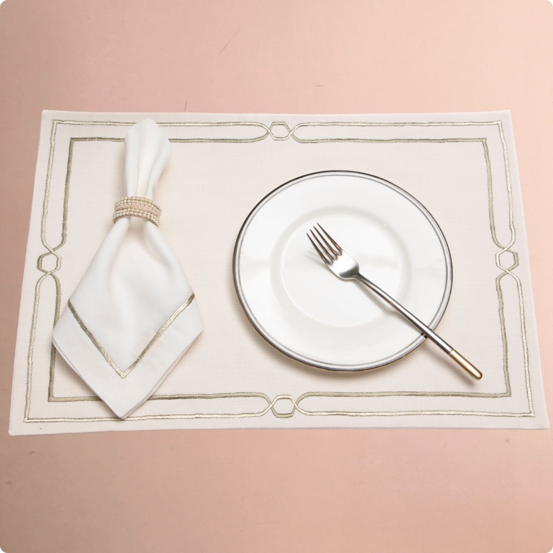 Off White Gold Emblem Table Mat  (ON WATER REPELLENT FABRIC)