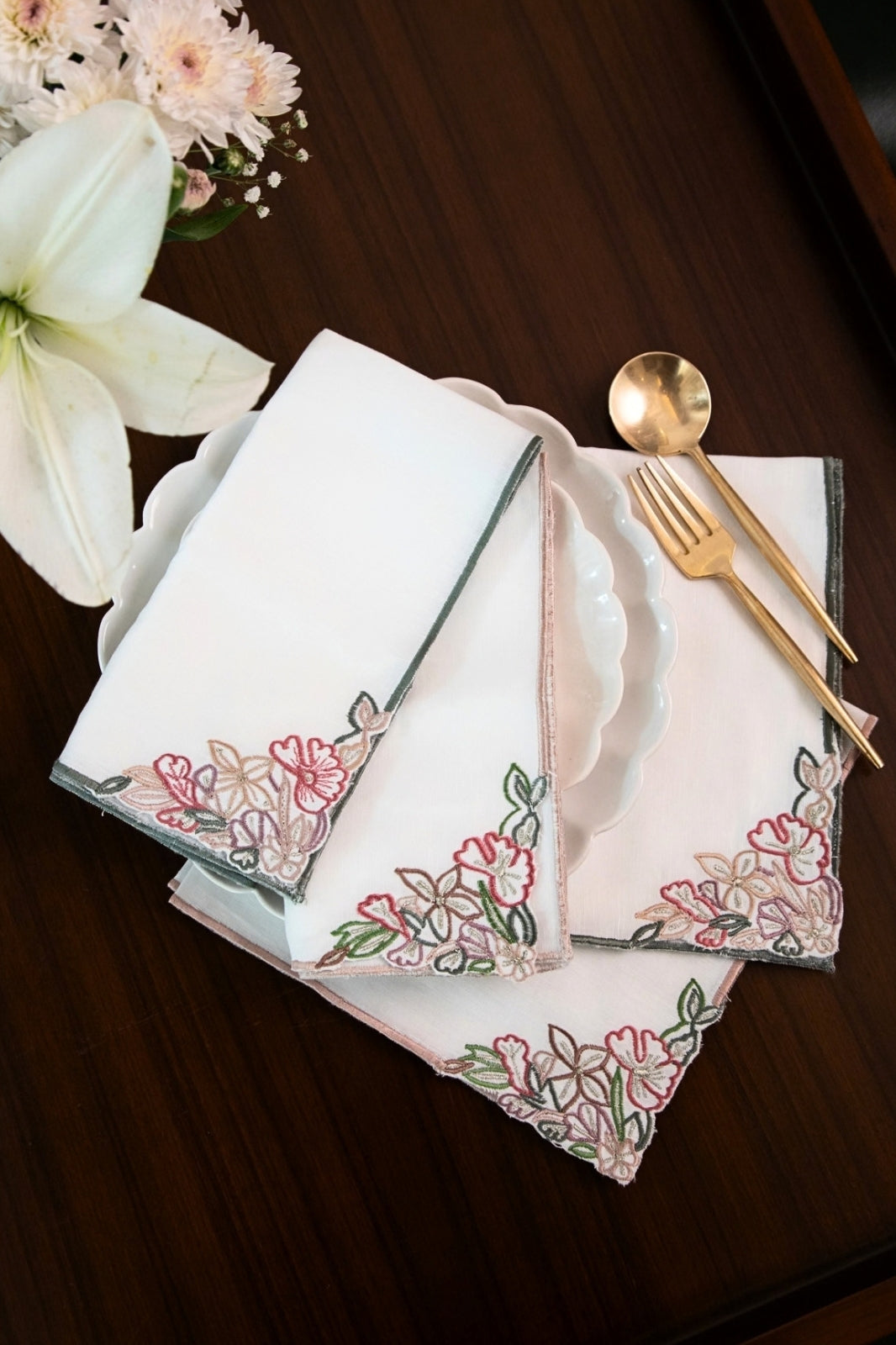 Floral Embroidered Table Napkin