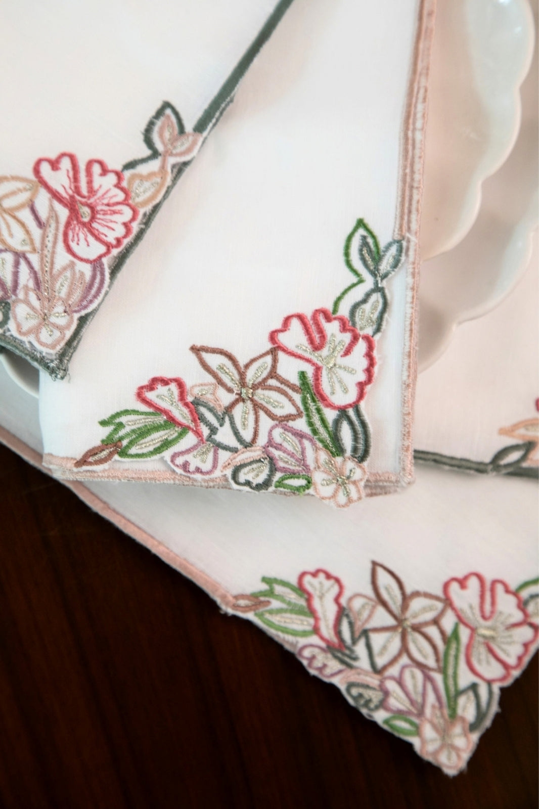 Floral Embroidered Table Napkin