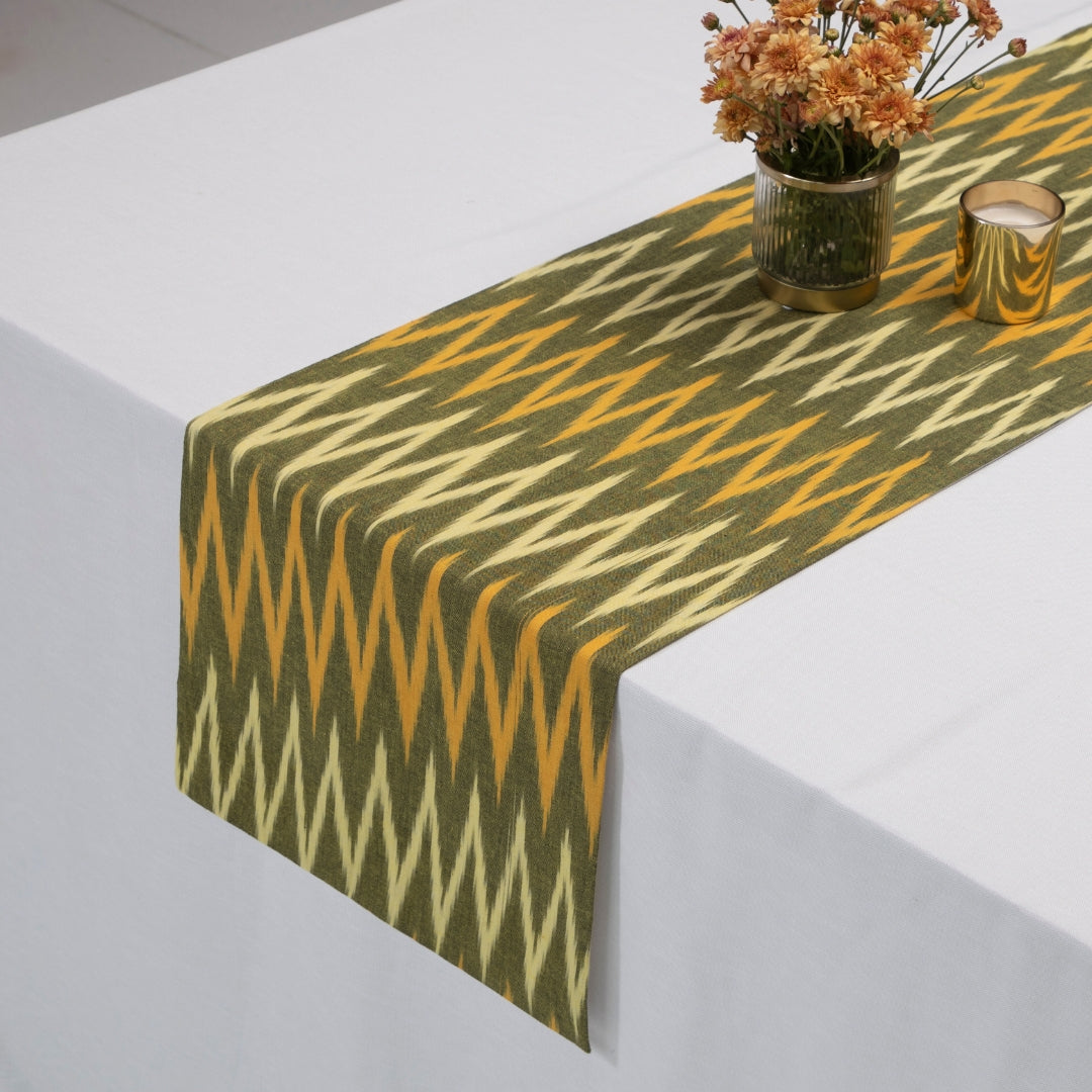 Green Ikkat  Table Runner