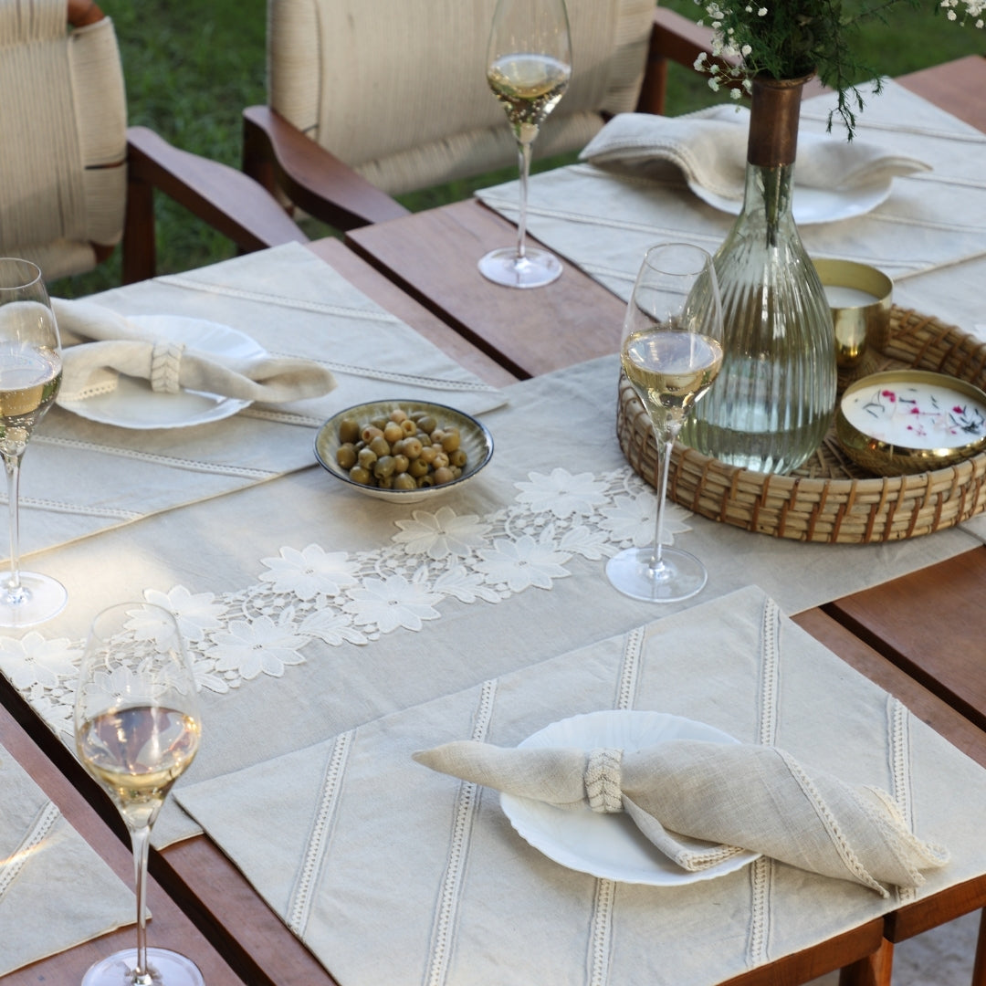 Natural Floral Lace  Table Linen Set
