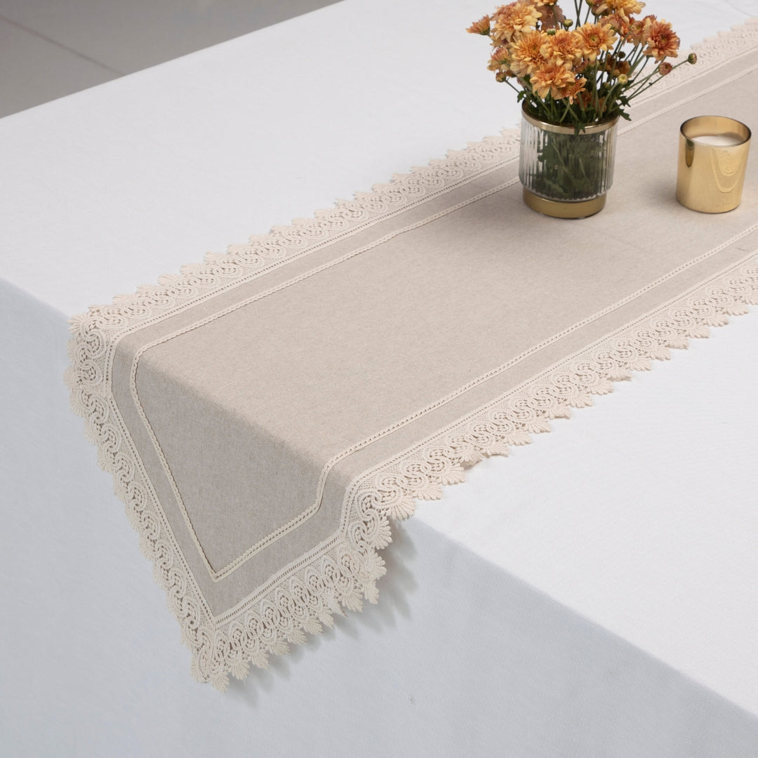 Natural with Broad  Lace Table Runner
