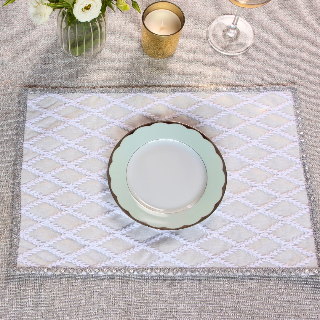 Silver Sequence Lace Mat