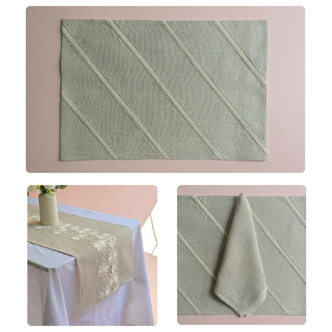 Natural Floral Lace  Table Linen Set