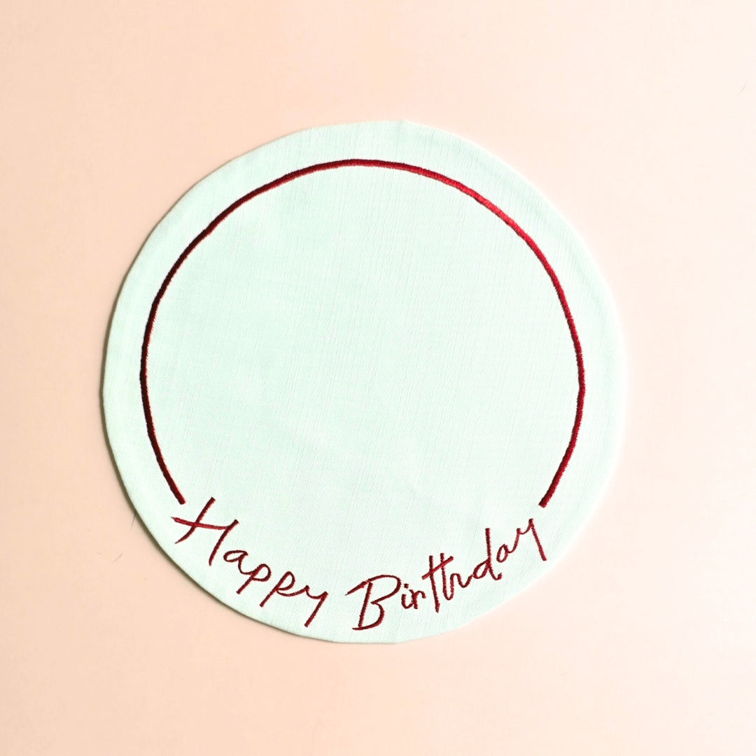 "Happy Birthday" Cake Mat (On water repellent fabric)(Pink)
