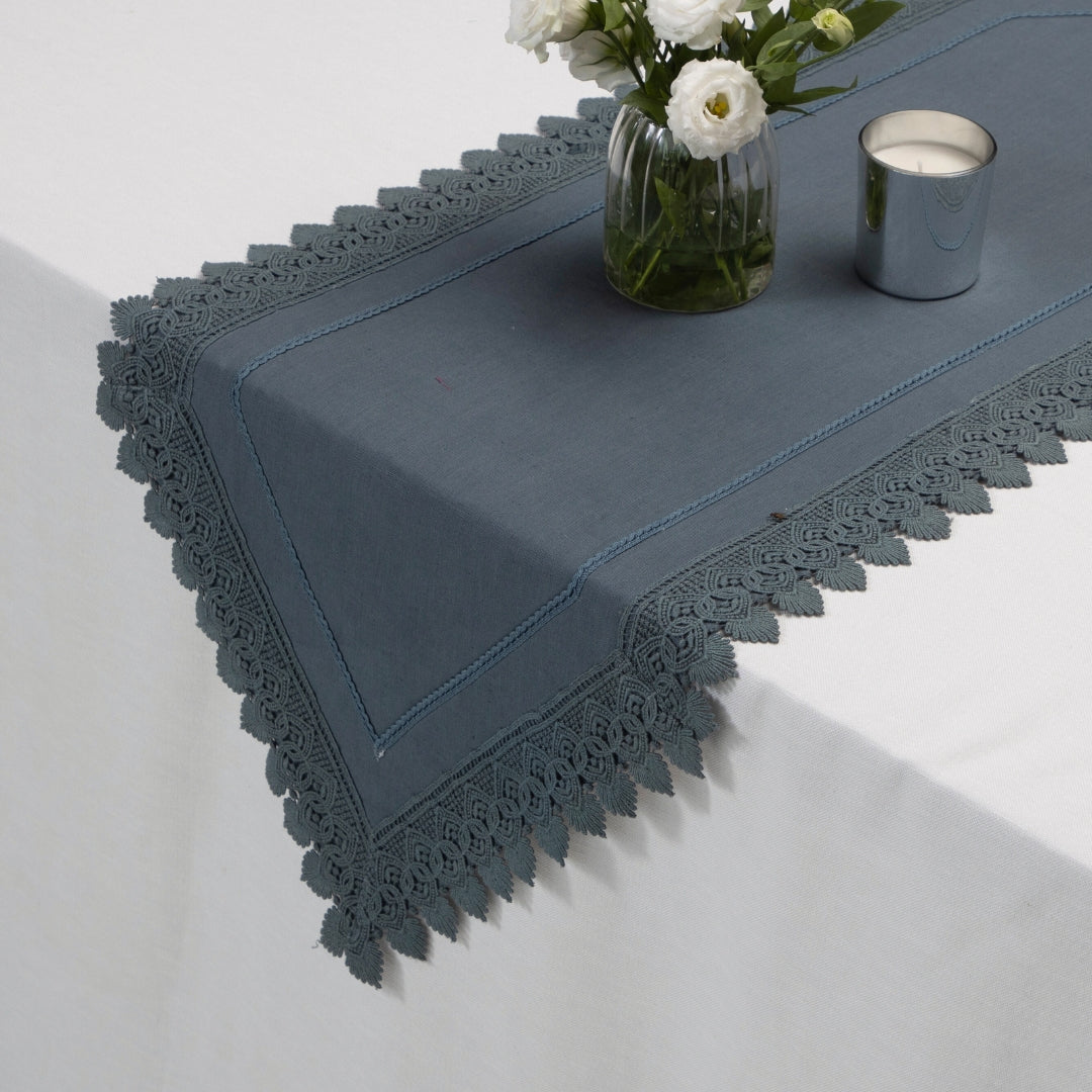 Blue Broad Lace Table Runner
