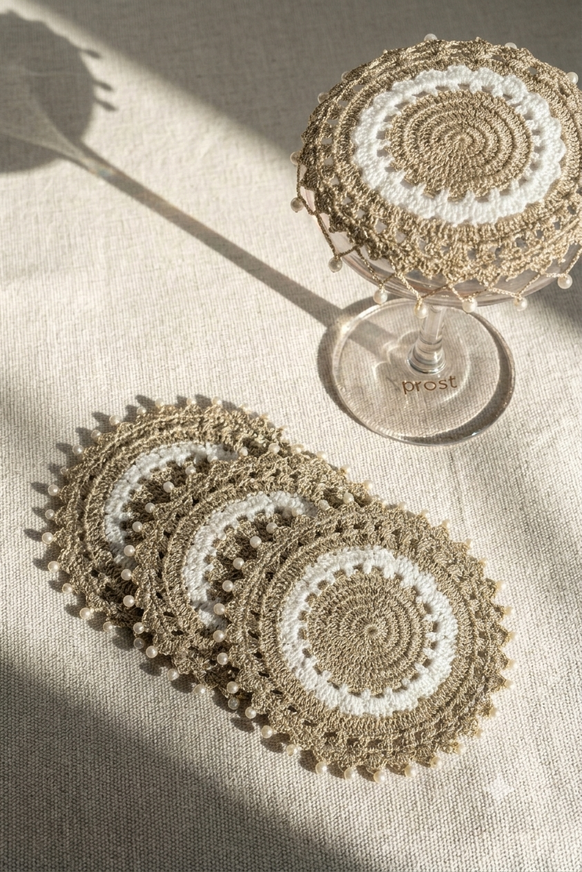 Golden Flower Crochet  Glass Cover