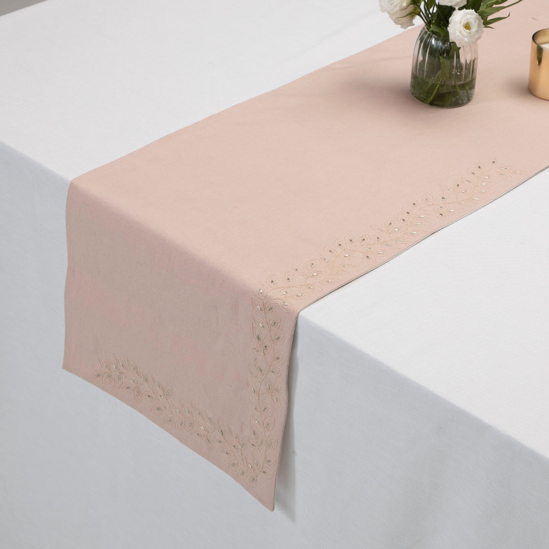 Blush Pink Leaf Table  Runner