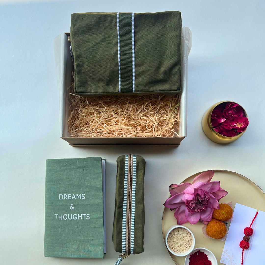 Olive Green Stripped Utility Gift Set