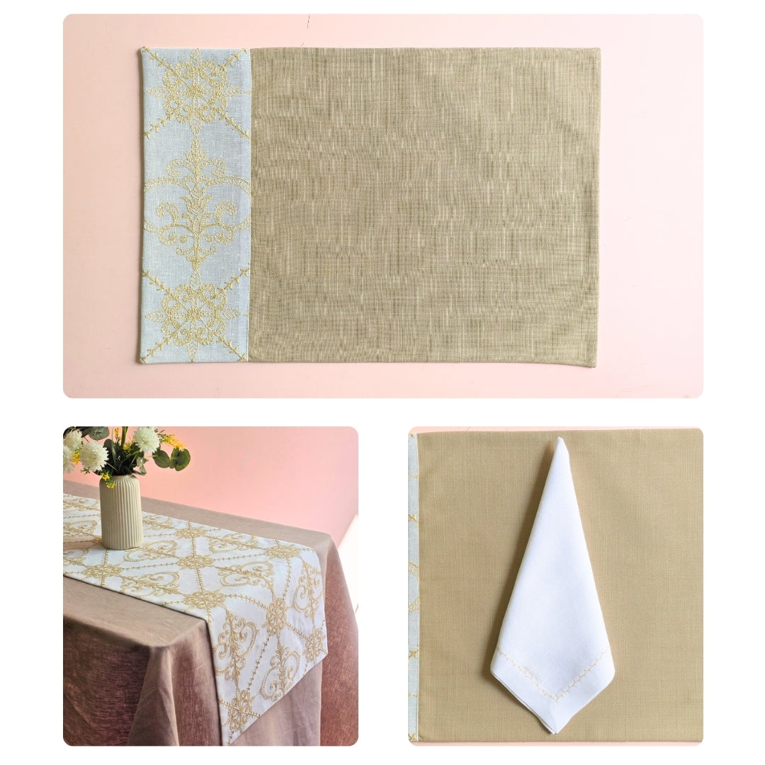 Beige Vintage Table Linen Set