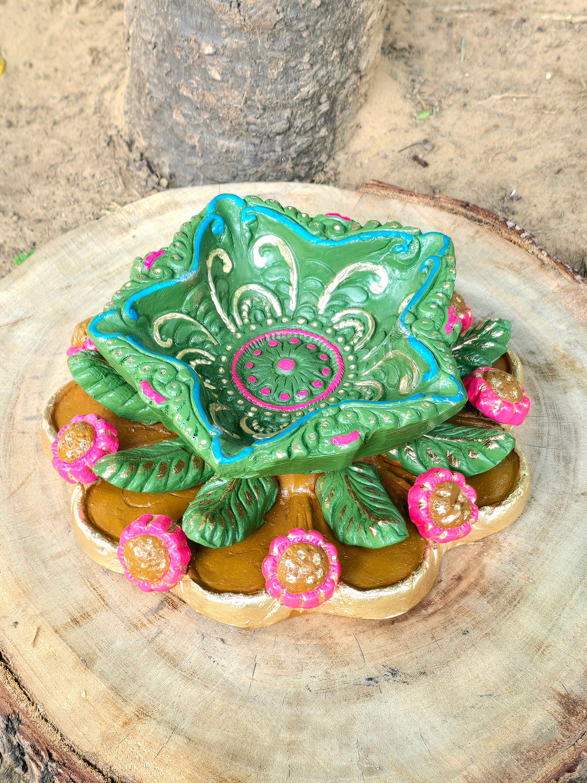 Big Designer Flower Diya  (Gulmohar)