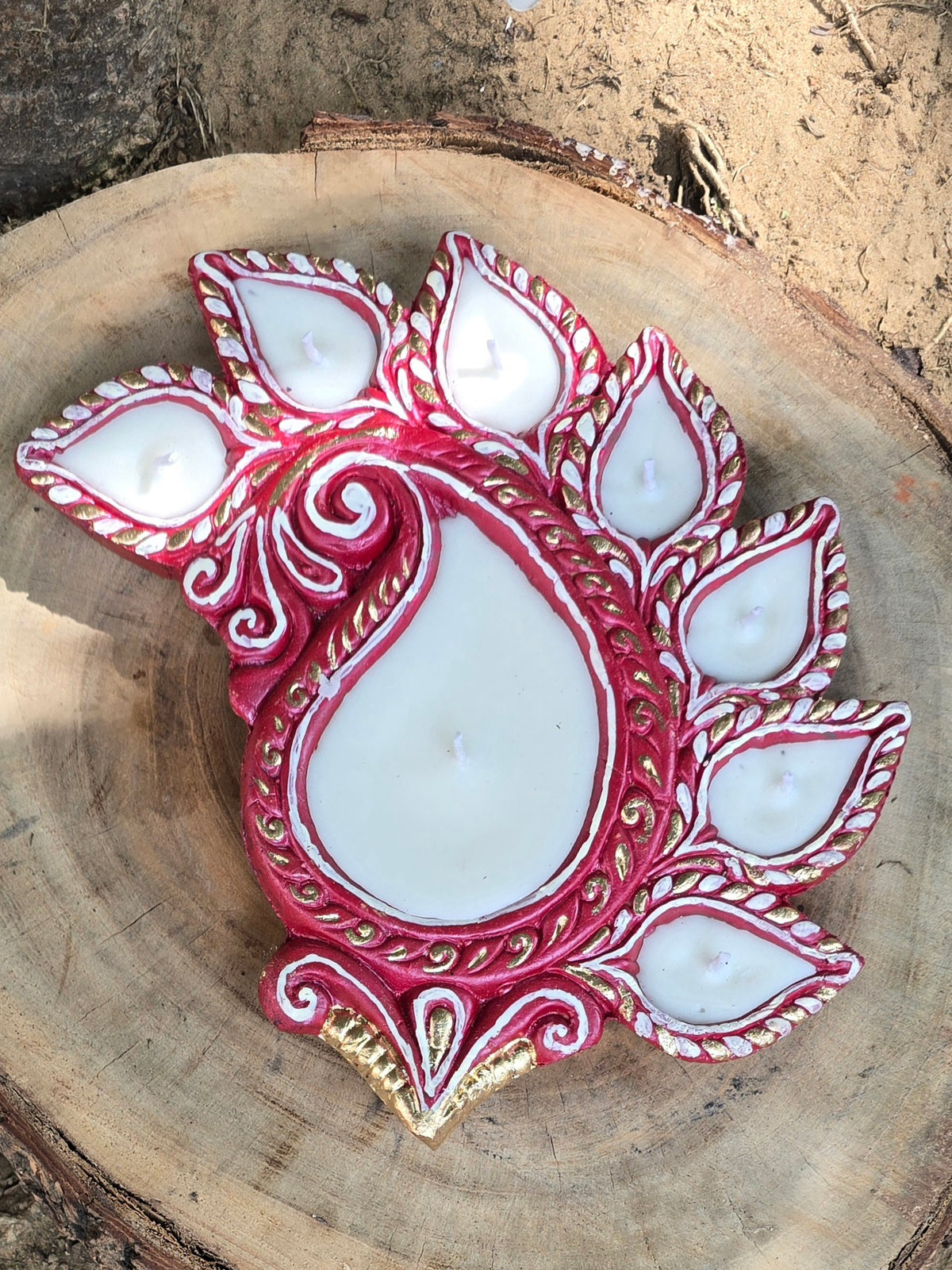 Ambi Plate (7 Diya) (Kumkum)