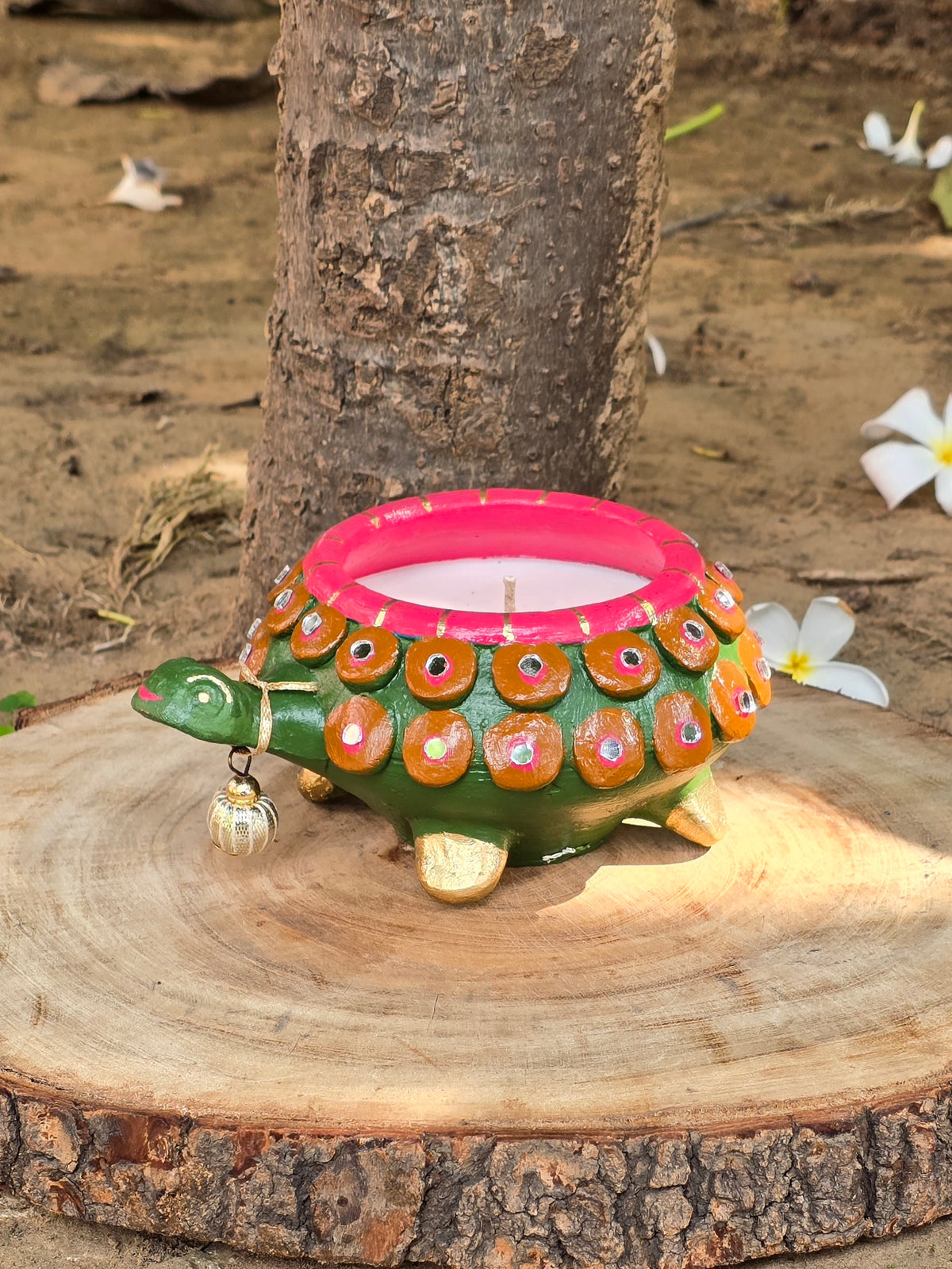 Tortoise Small with Soy Wax Diya (Gulmohar)