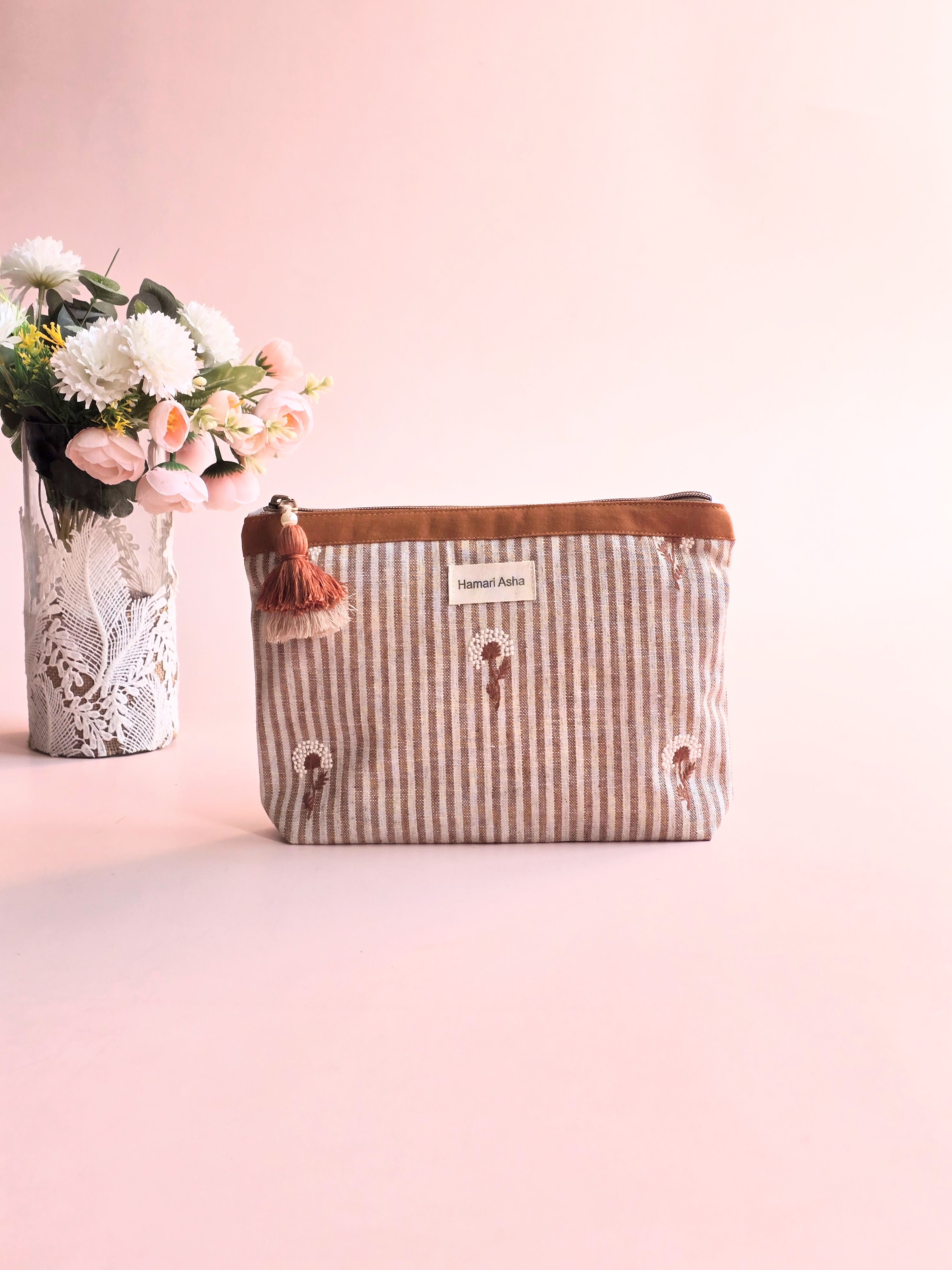 Brown Floral Pouch Set