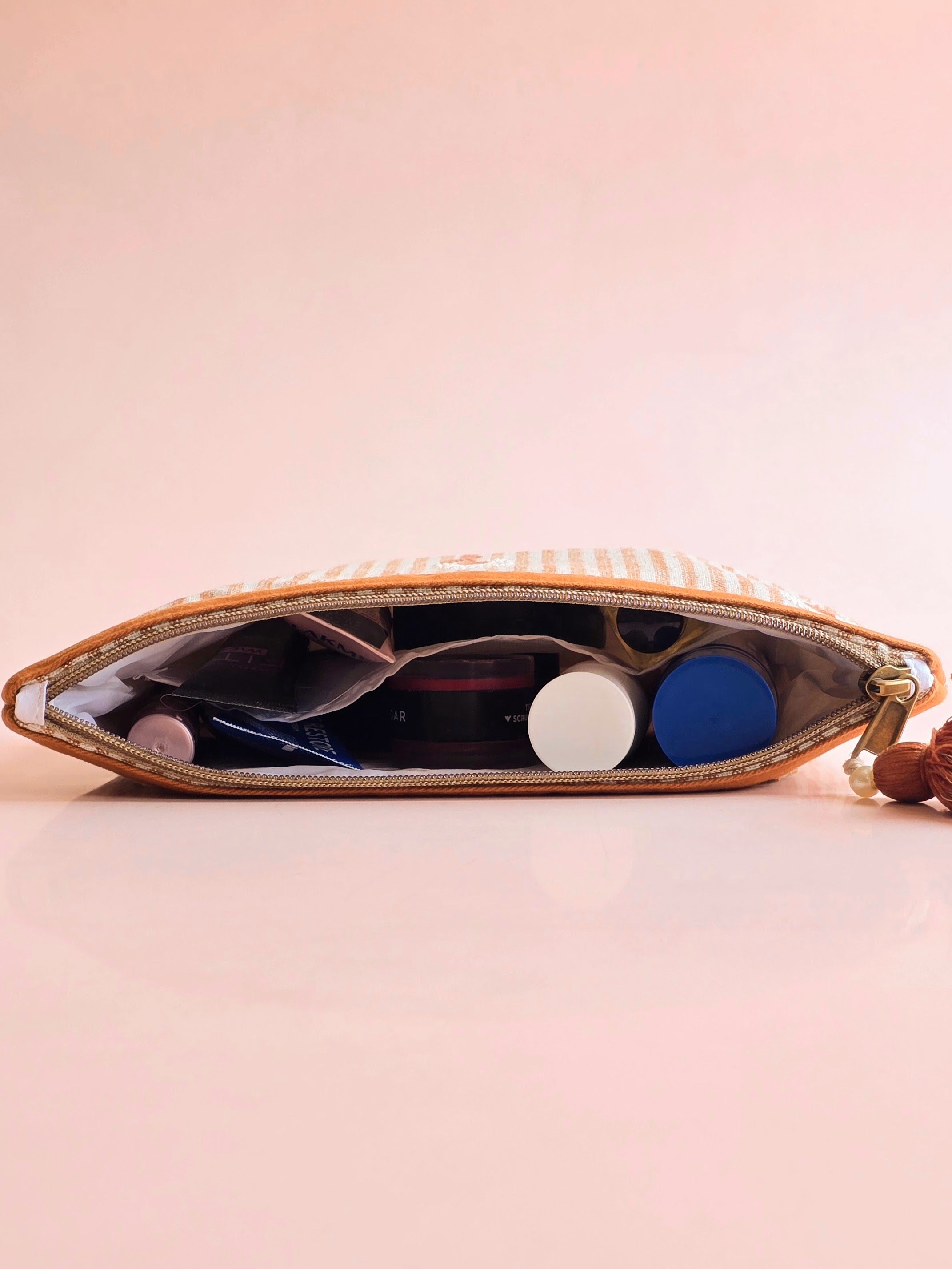 Brown Floral Accessories Pouch