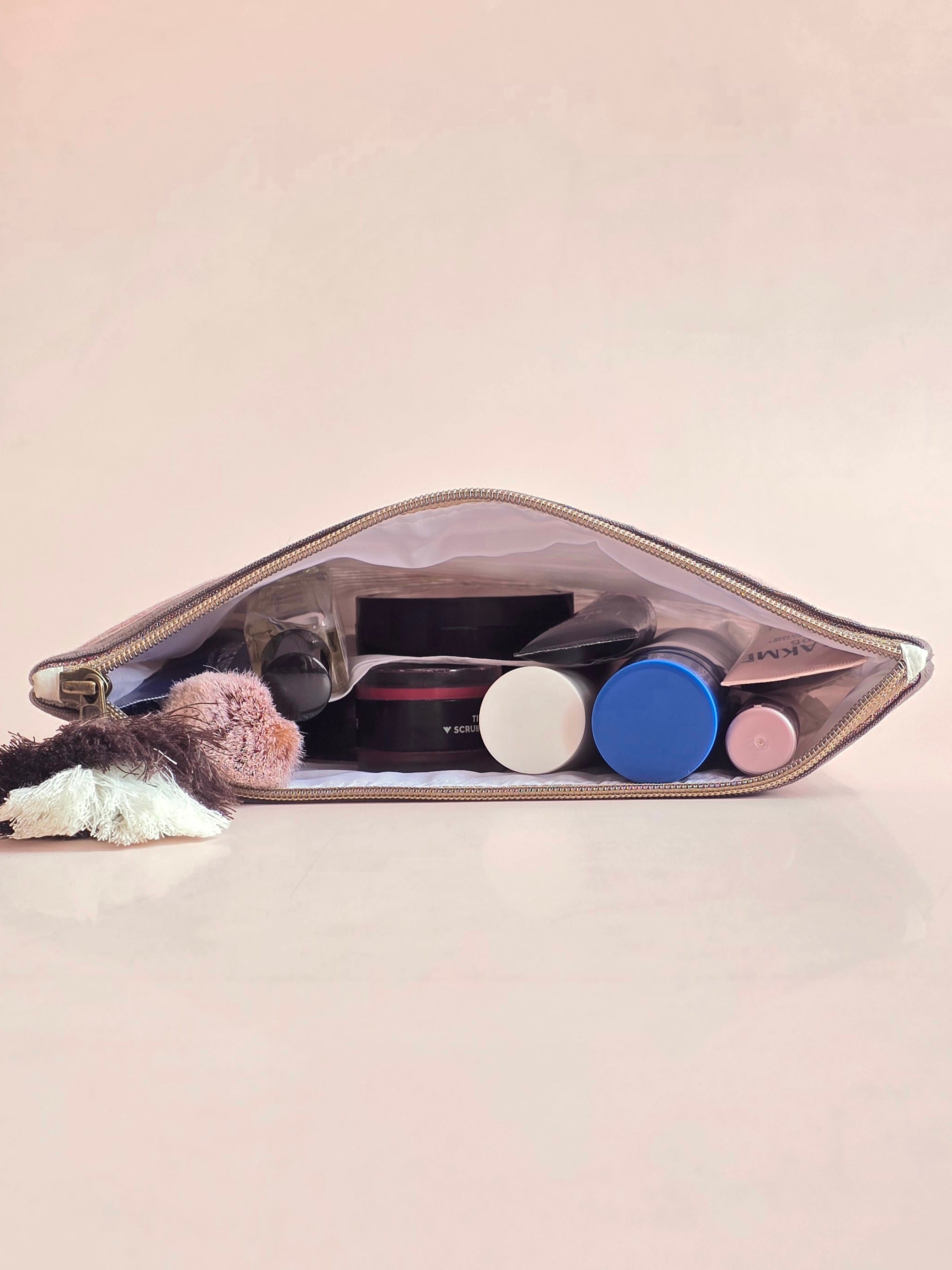 Mocha Stripe Accessories Pouch