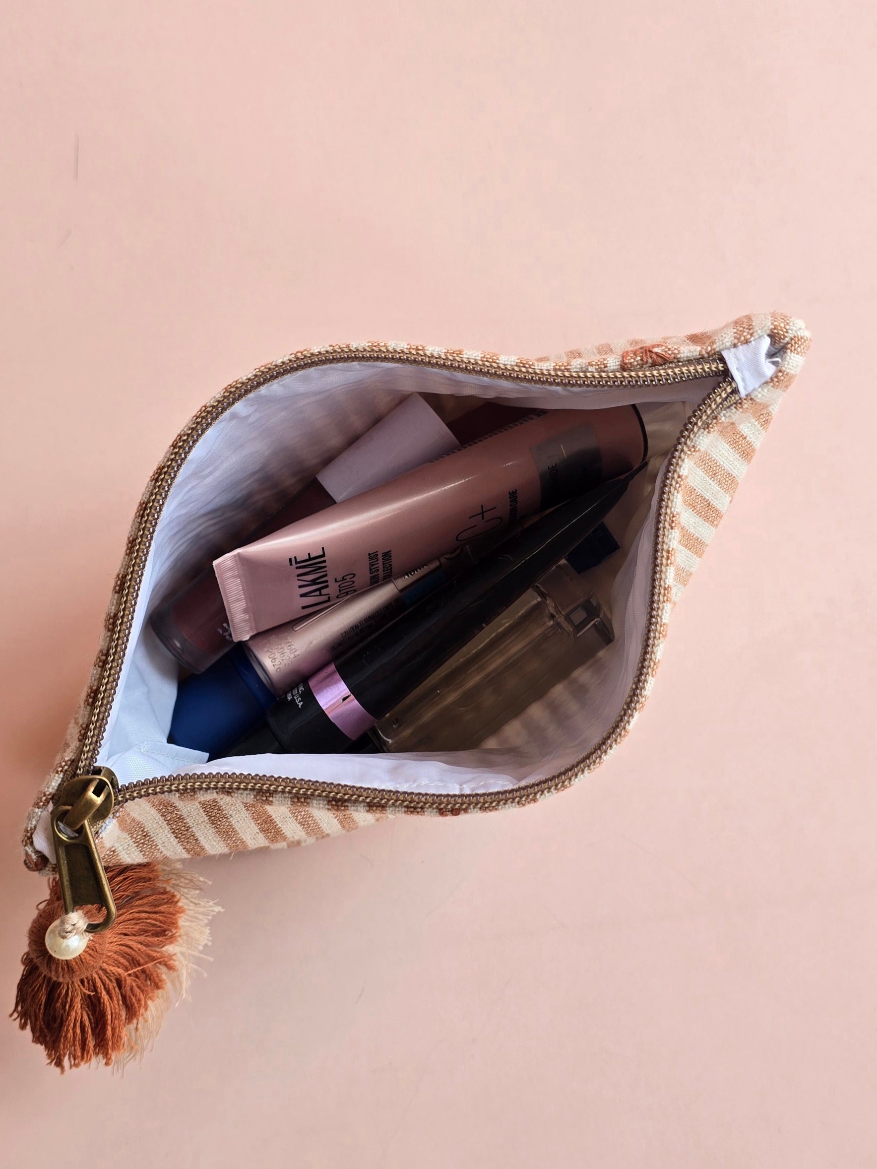 Brown Floral Makeup Pouch