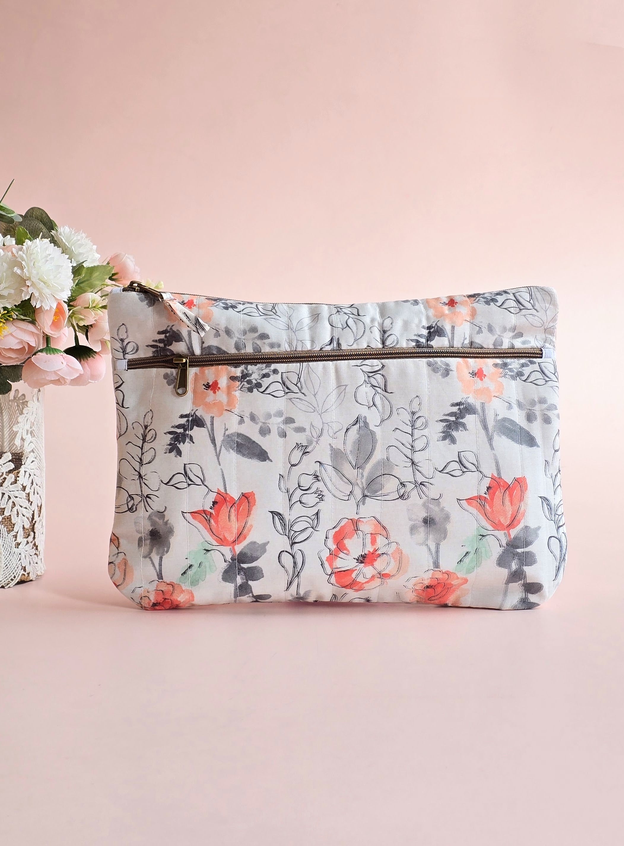 Grey Floral Laptop Sleeve