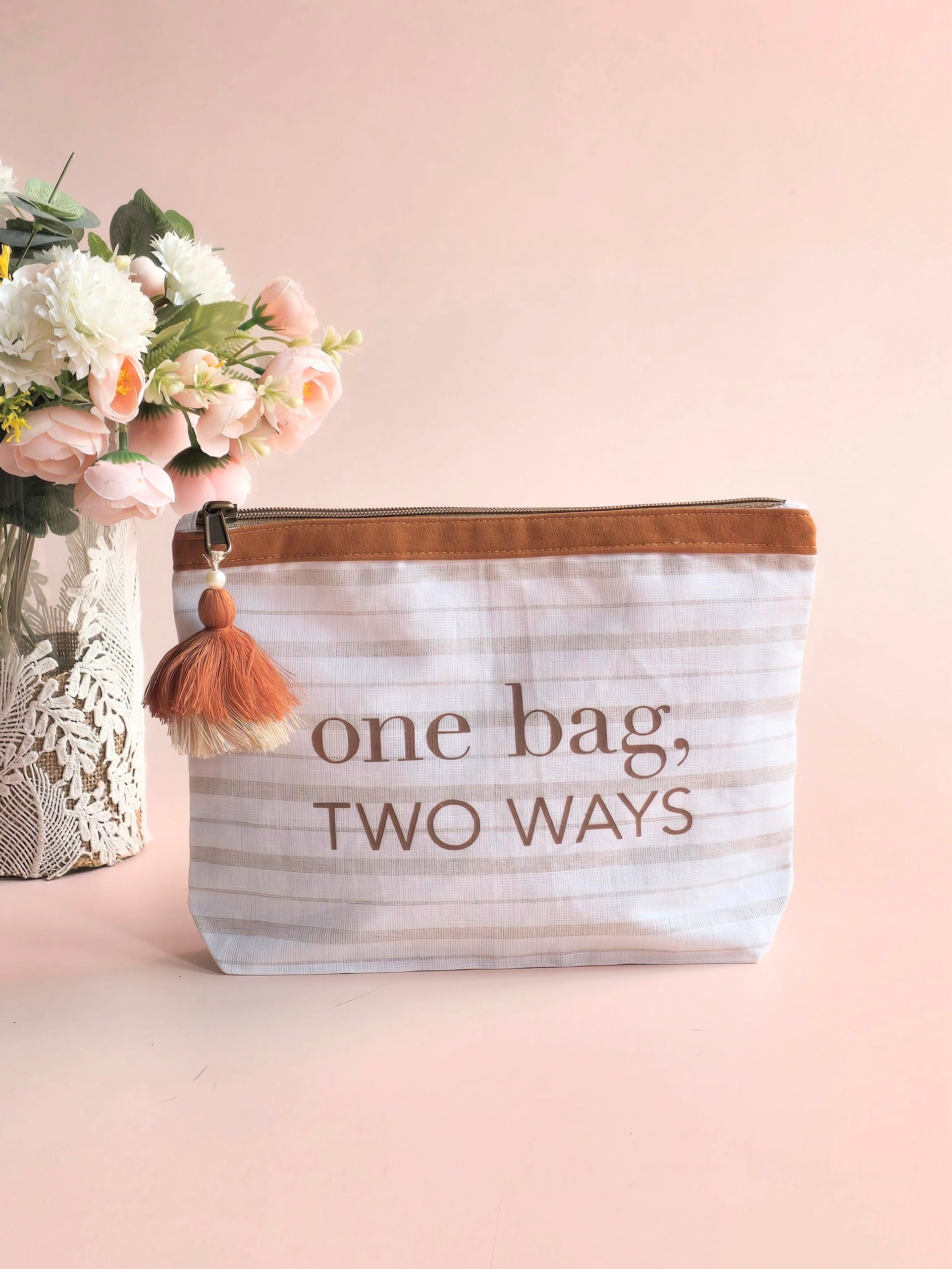 Brown Floral Pouch Set
