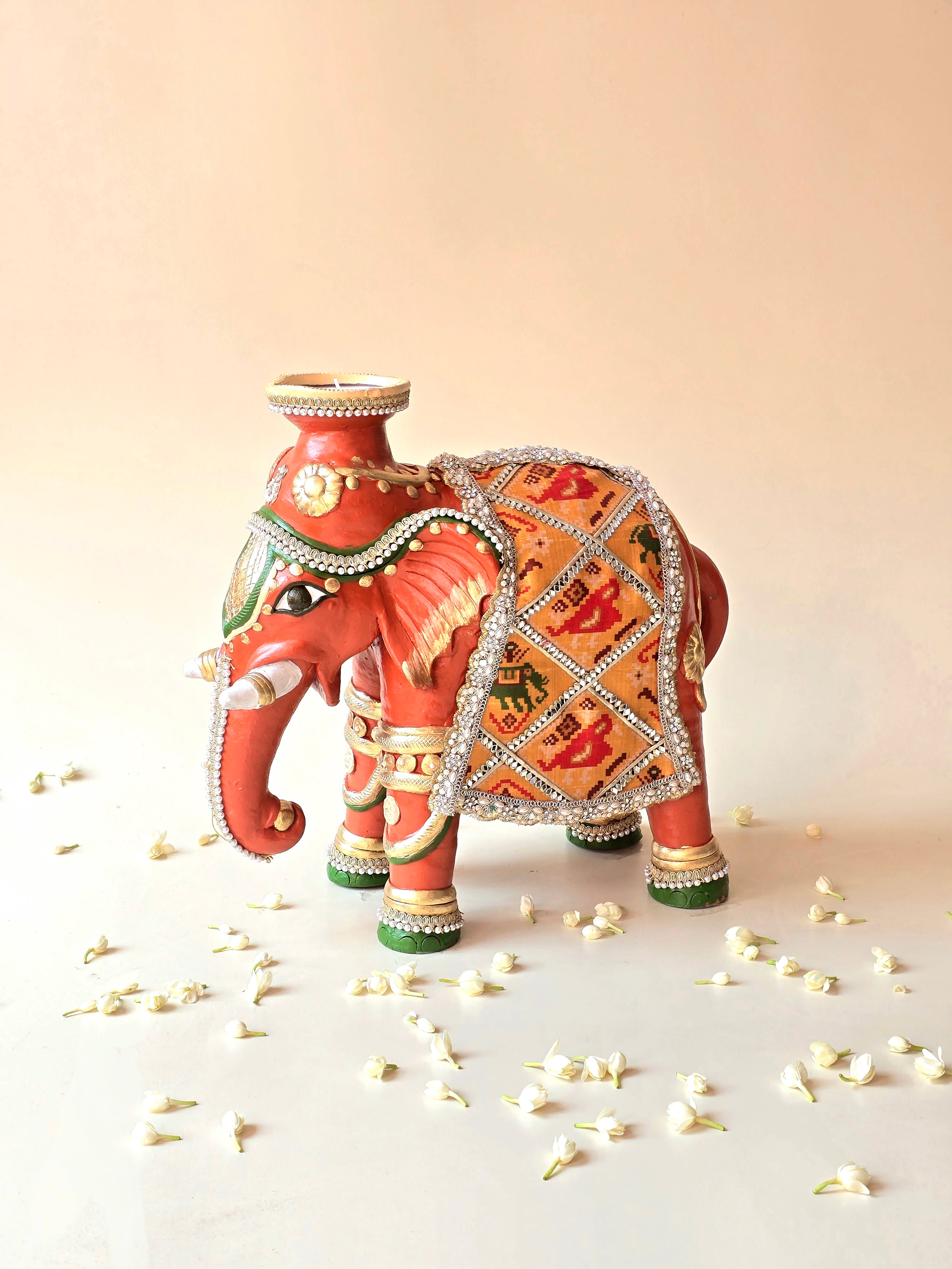 Patan Patalo Big Elephant with Wax Diya