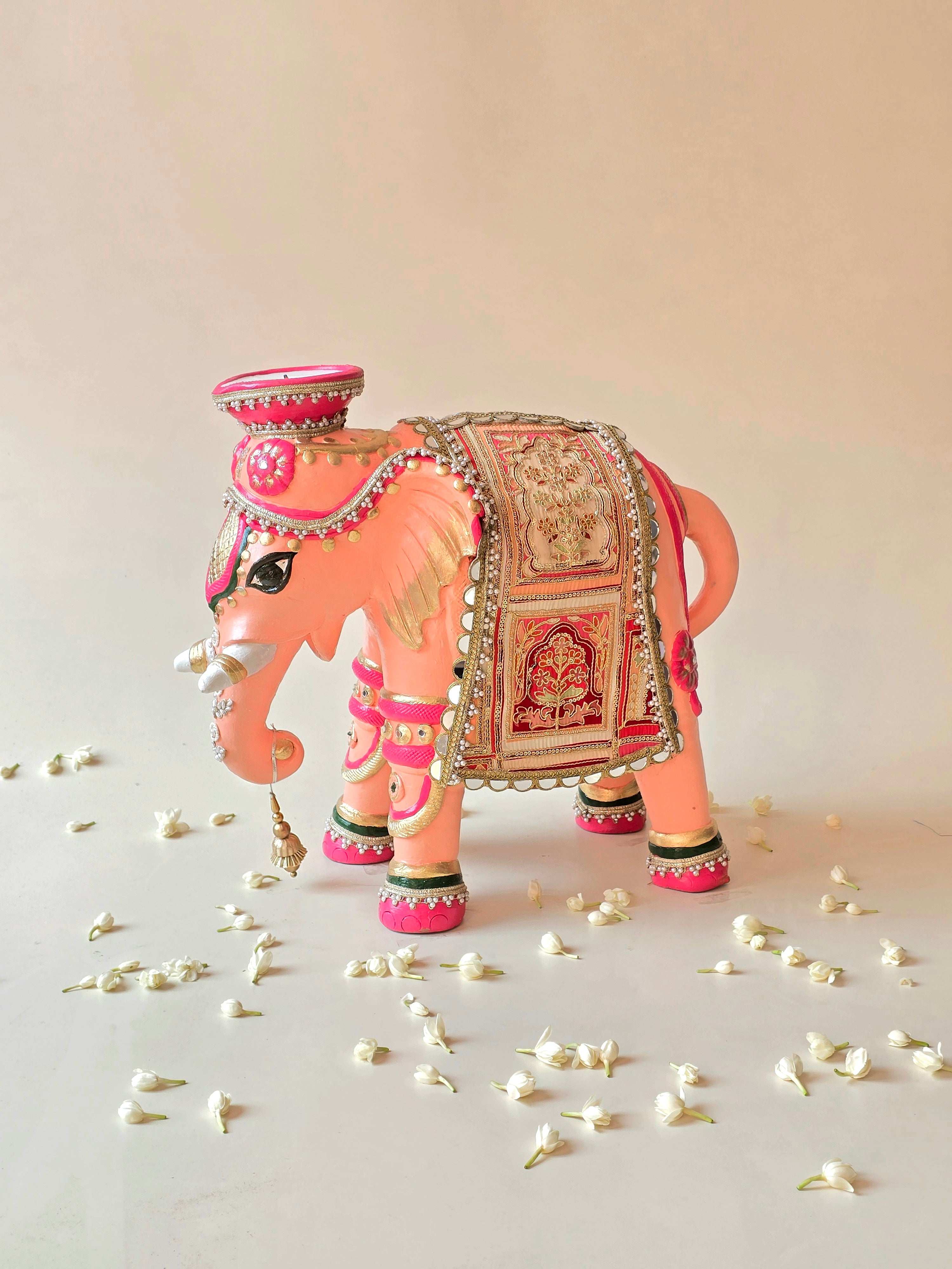 Zari Zardozi Big Elephant with Wax Diya