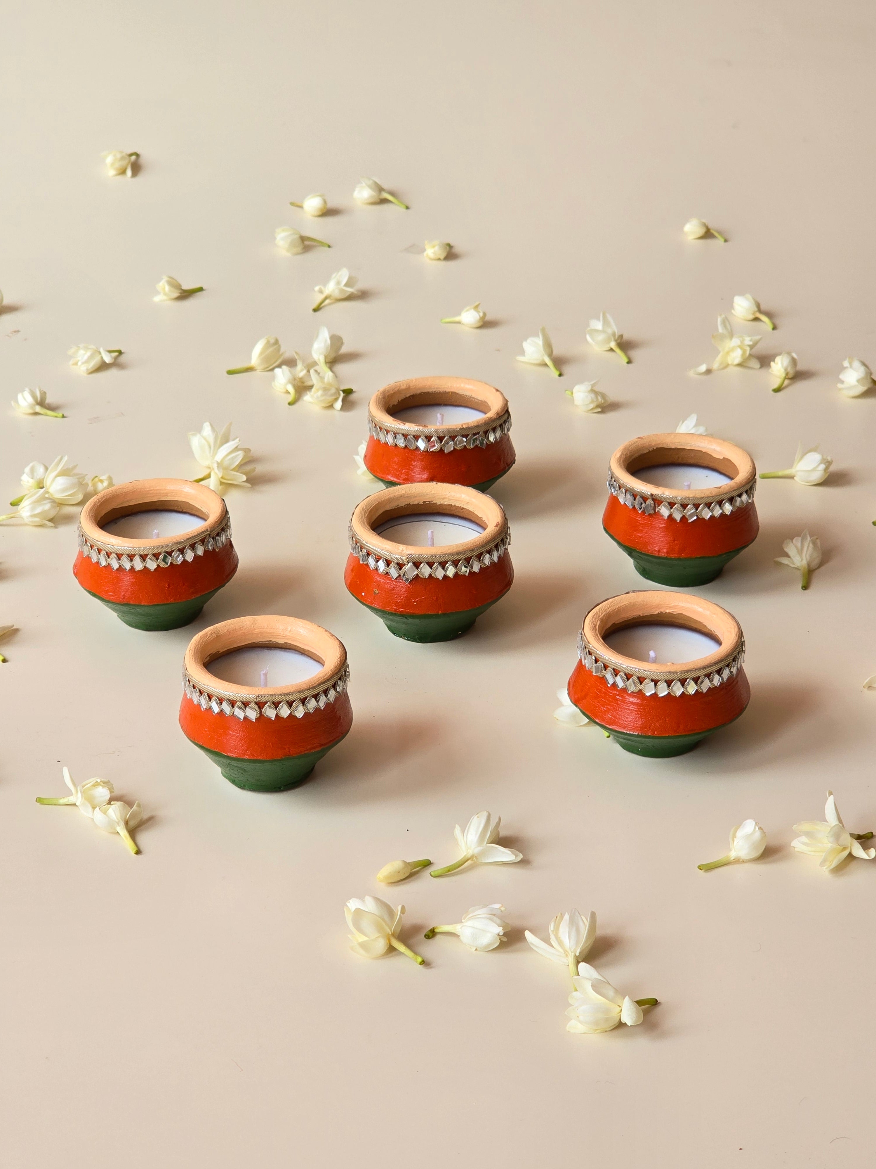 Patan Patola Matli Diya (set of 6)
