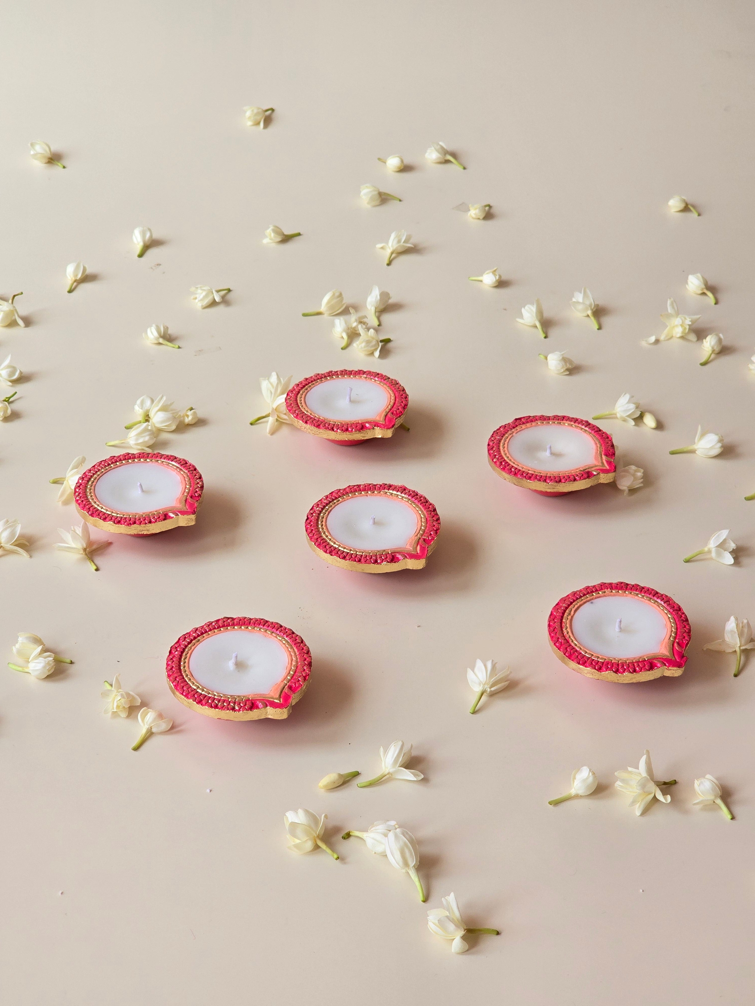 Zari Zardozi Wax Diya (set of 6) Design 1