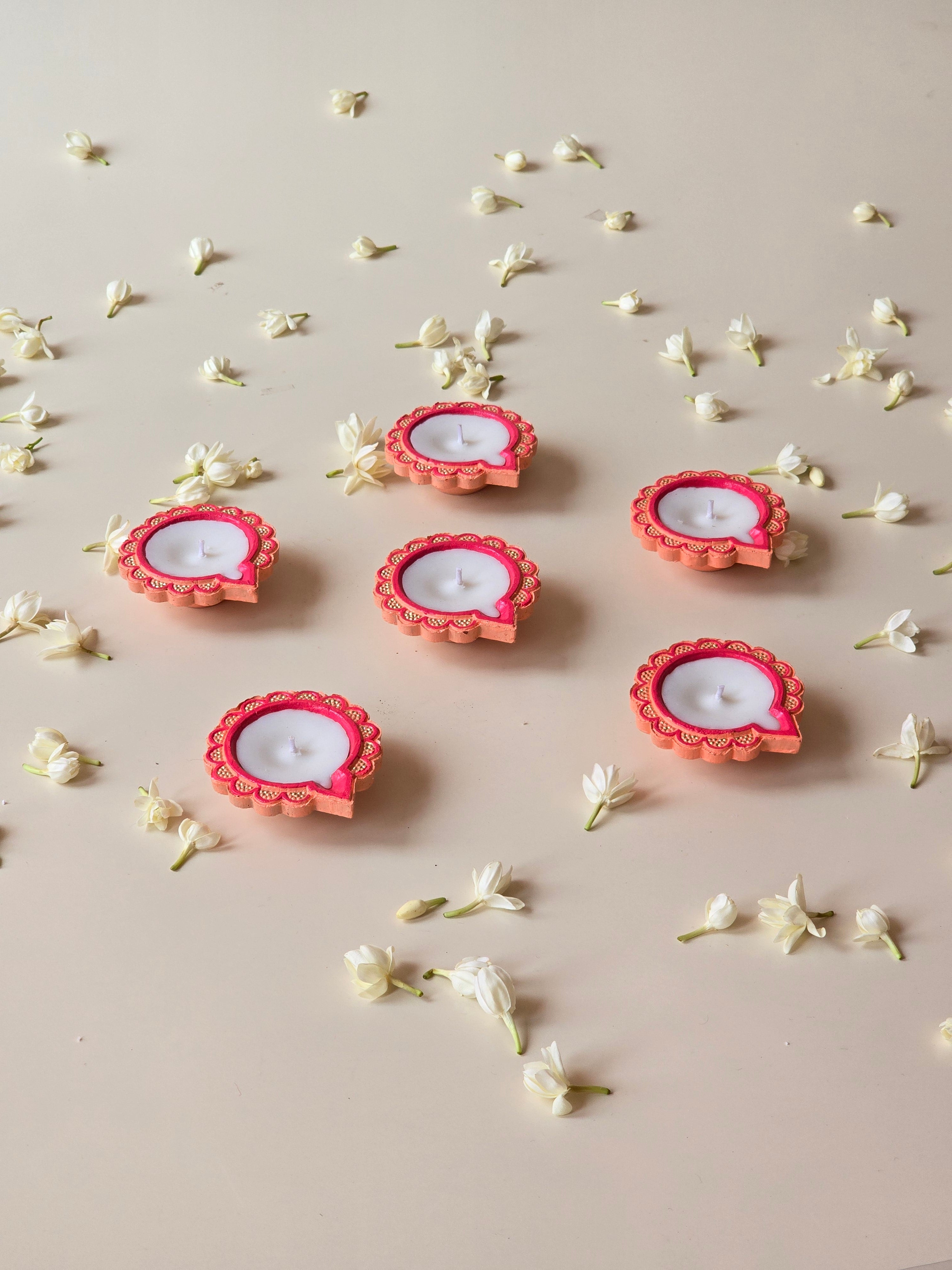 Zari Zardozi Wax Diya (set of 6) Design 2