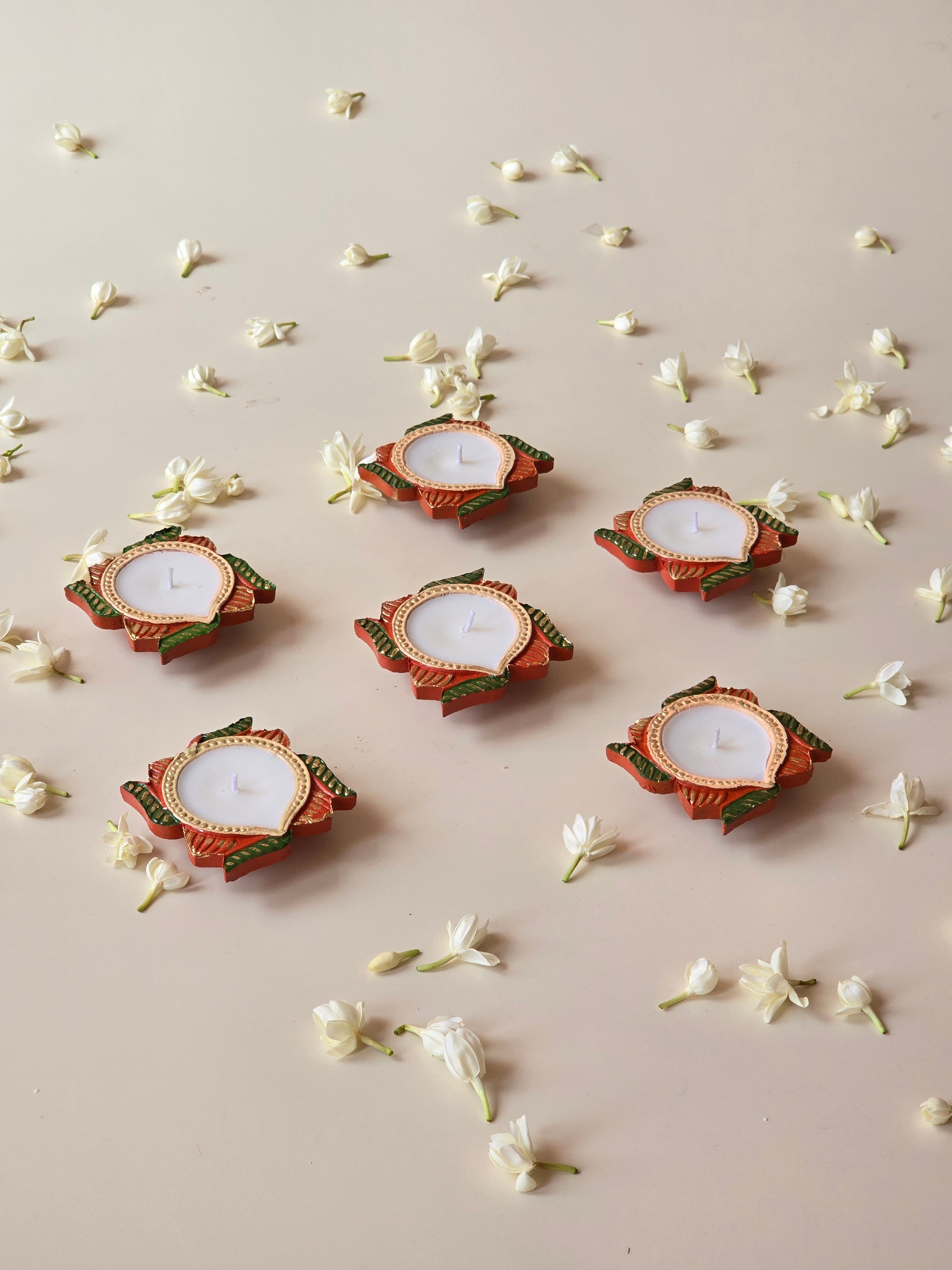 Patan Patola Swastik Wax Diya (set of 6)