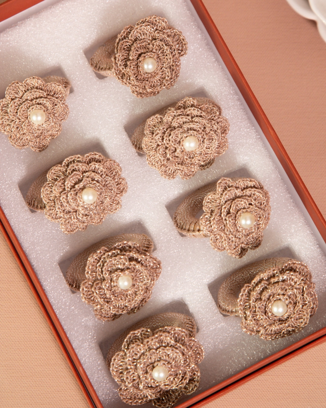 Crochet Flower Napkin Ring Hamper
