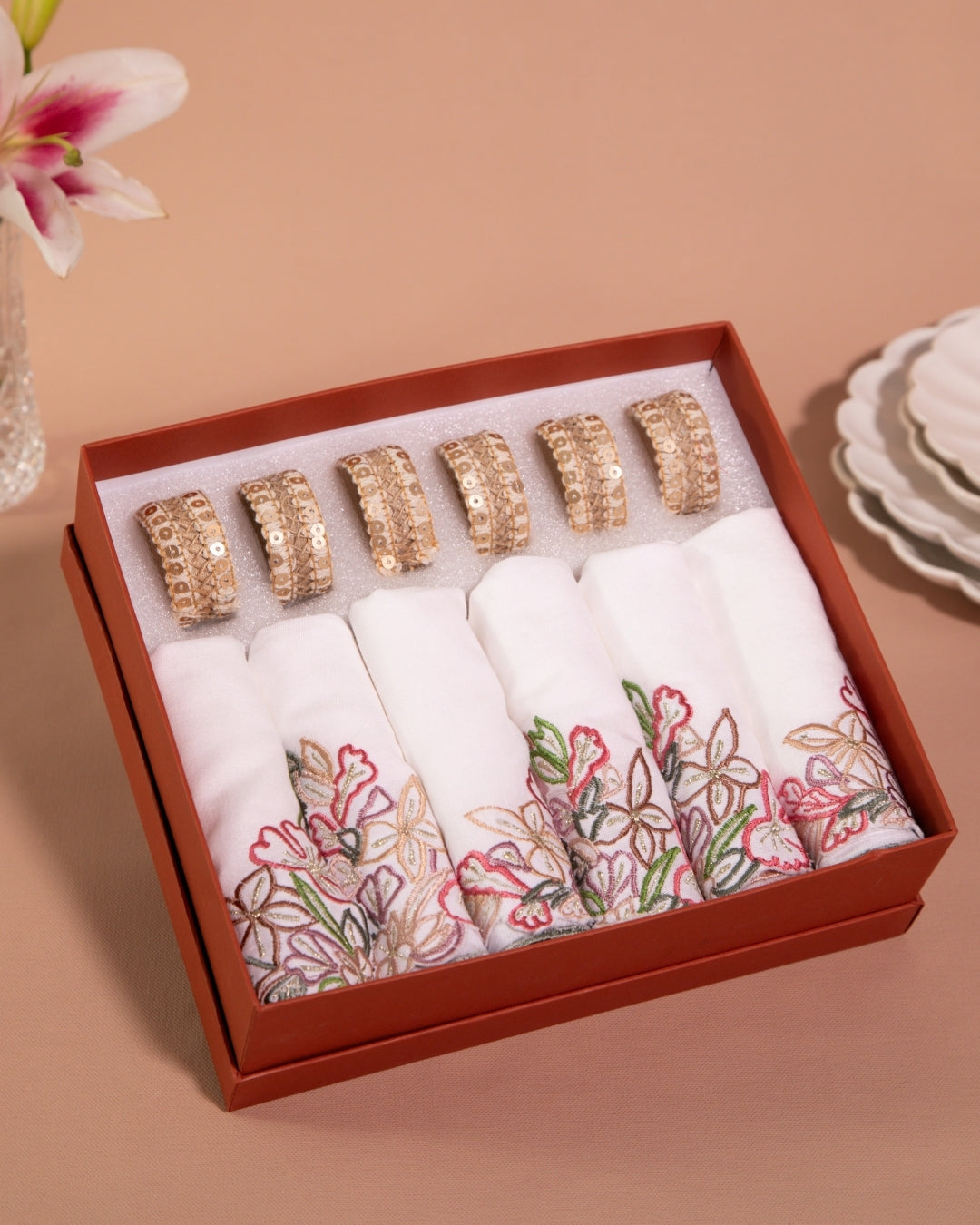 Floral Napkin & Ring Hamper