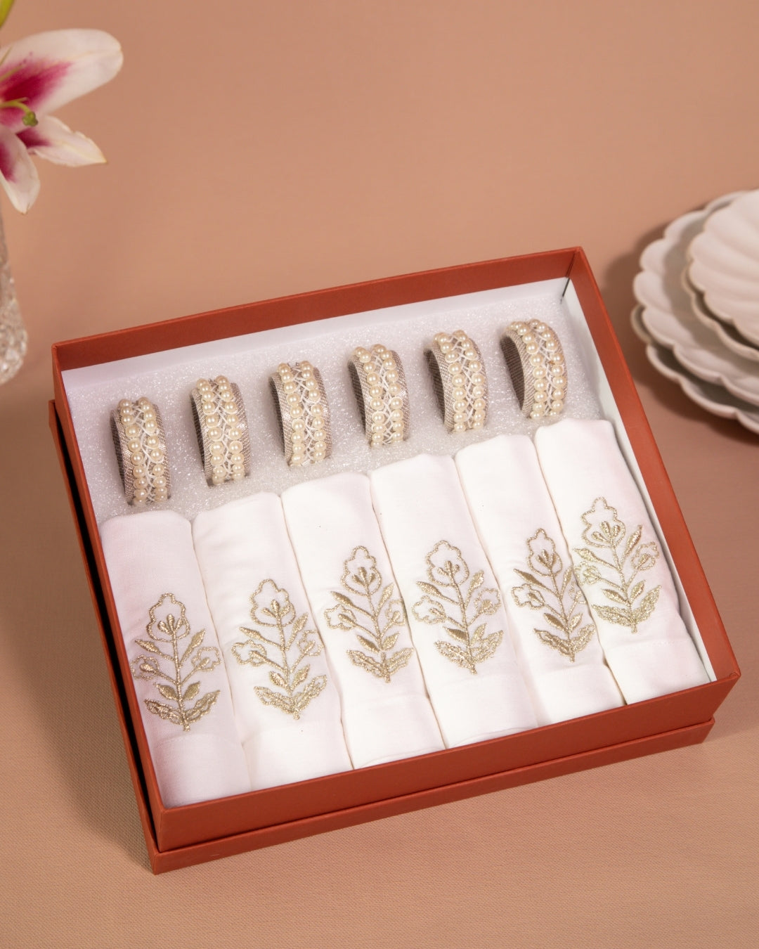 Zari Motif Napkin & Ring Hamper