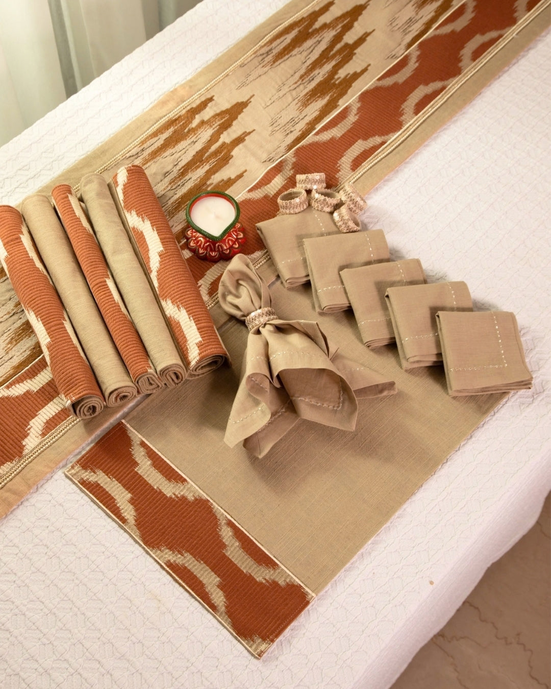 Rustic Ikkat Table Linen Hamper