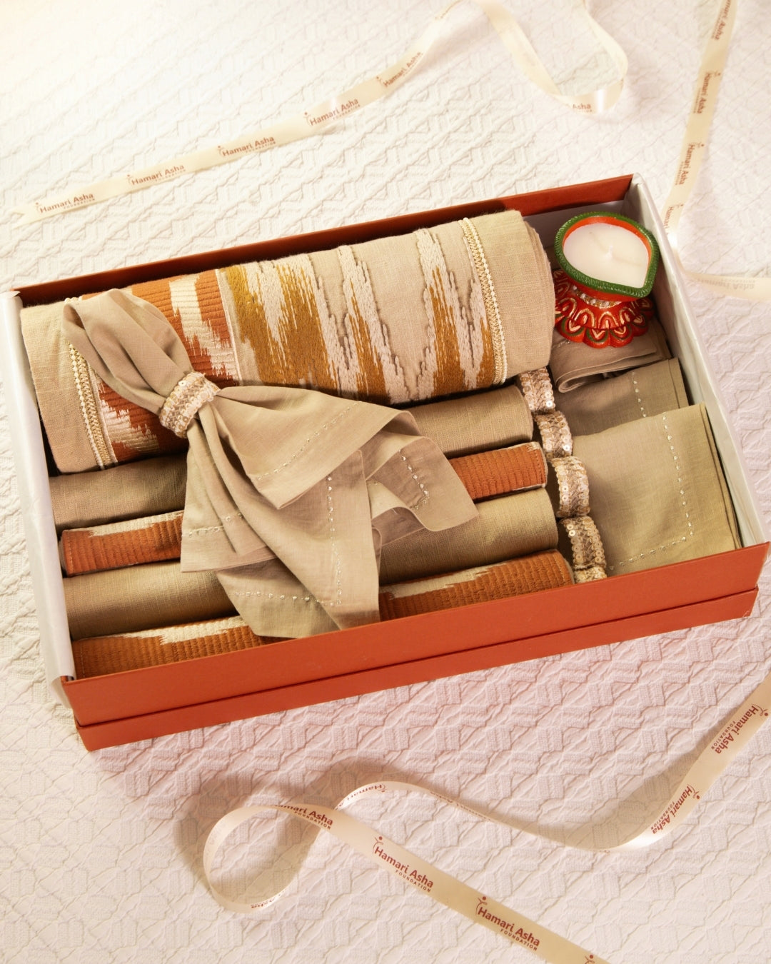 Rustic Ikkat Table Linen Hamper