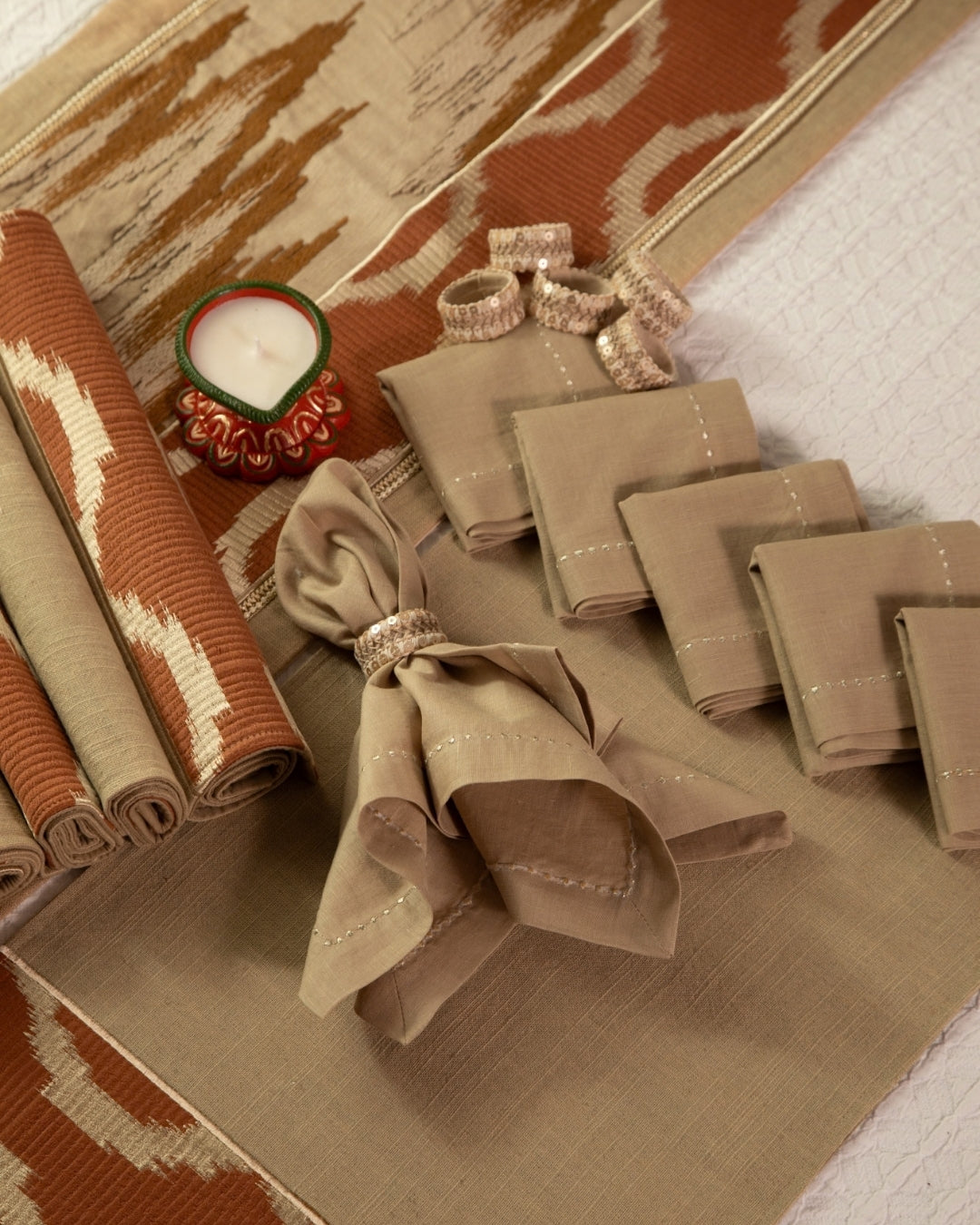 Rustic Ikkat Table Linen Hamper