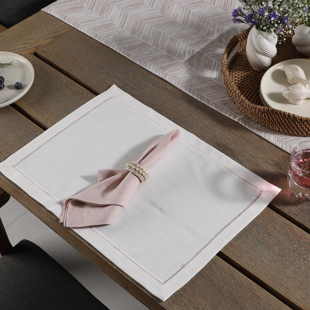 Pink Jacquard  Table Linen Set