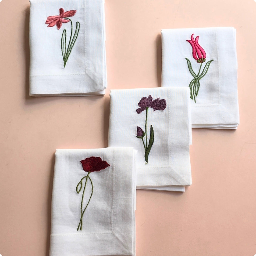 Floral Embroidered Table  Napkin