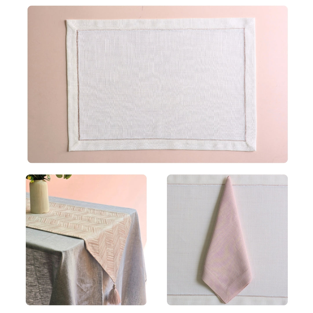 Pink Jacquard  Table Linen Set