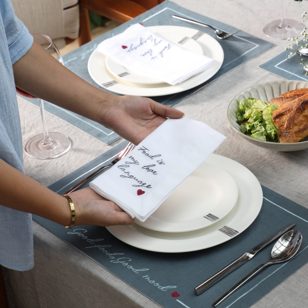 "Good Food, Good Mood"  Table Linen Set