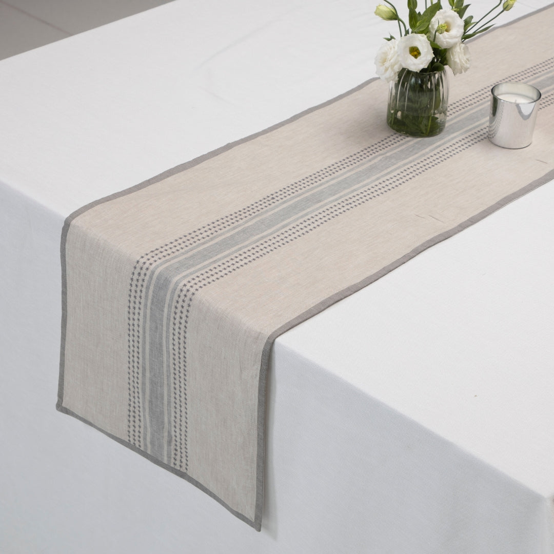 Grey Starred  Table Runner