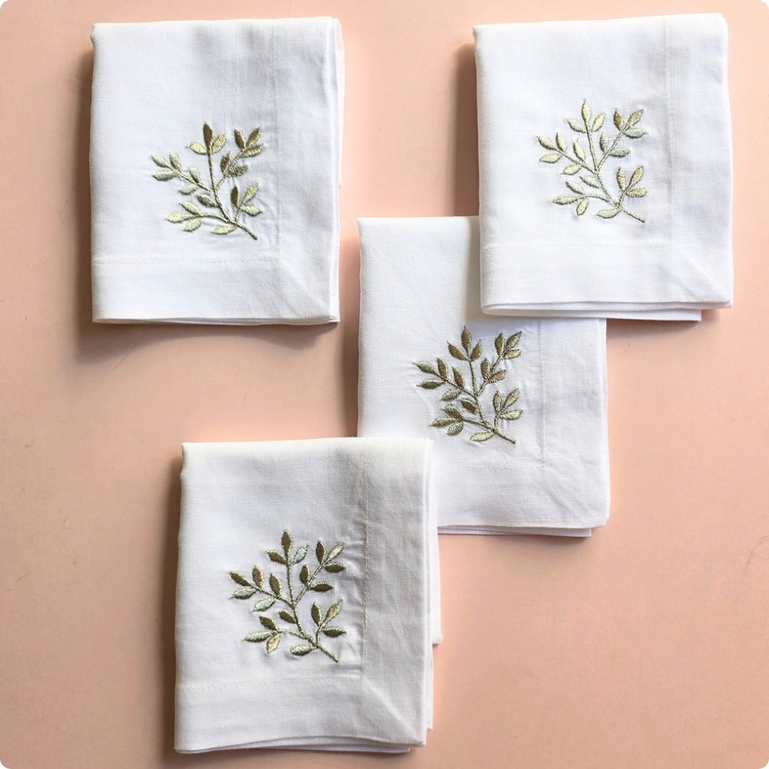 Zari Leaf Embroidered  Table Napkin