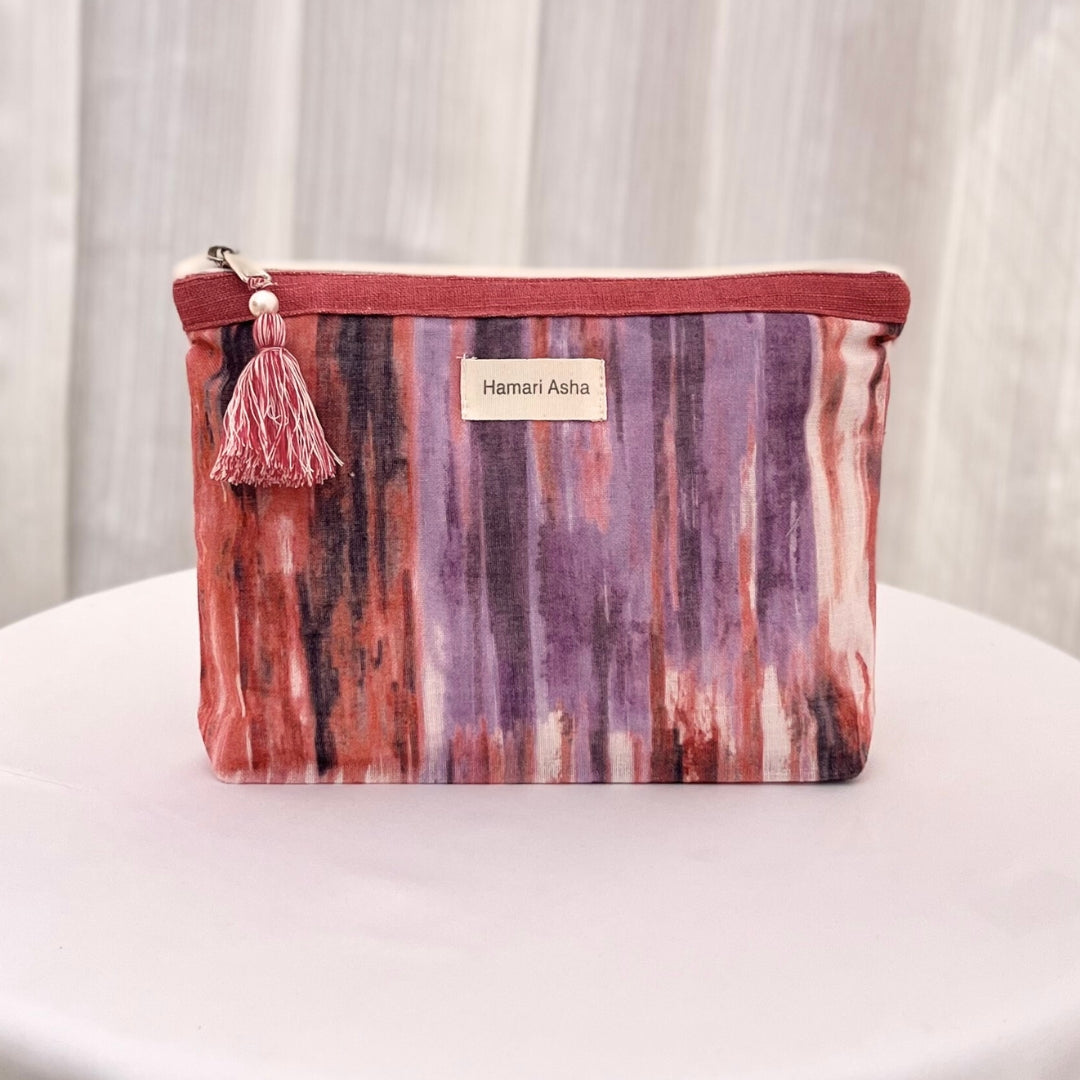 Multi Coloured Ikkat Accessories Pouch