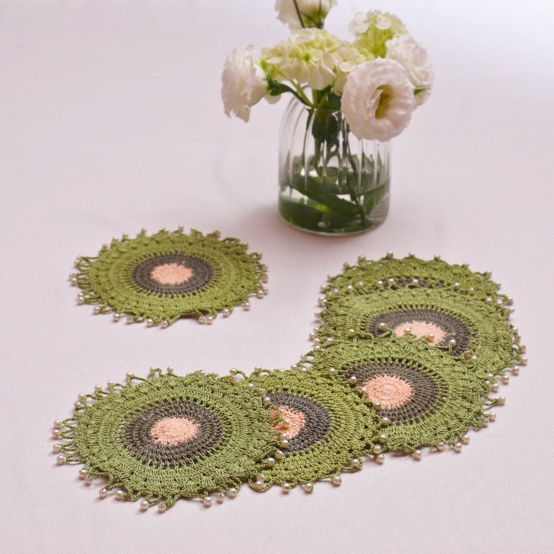 Green Crochet Glass Cover