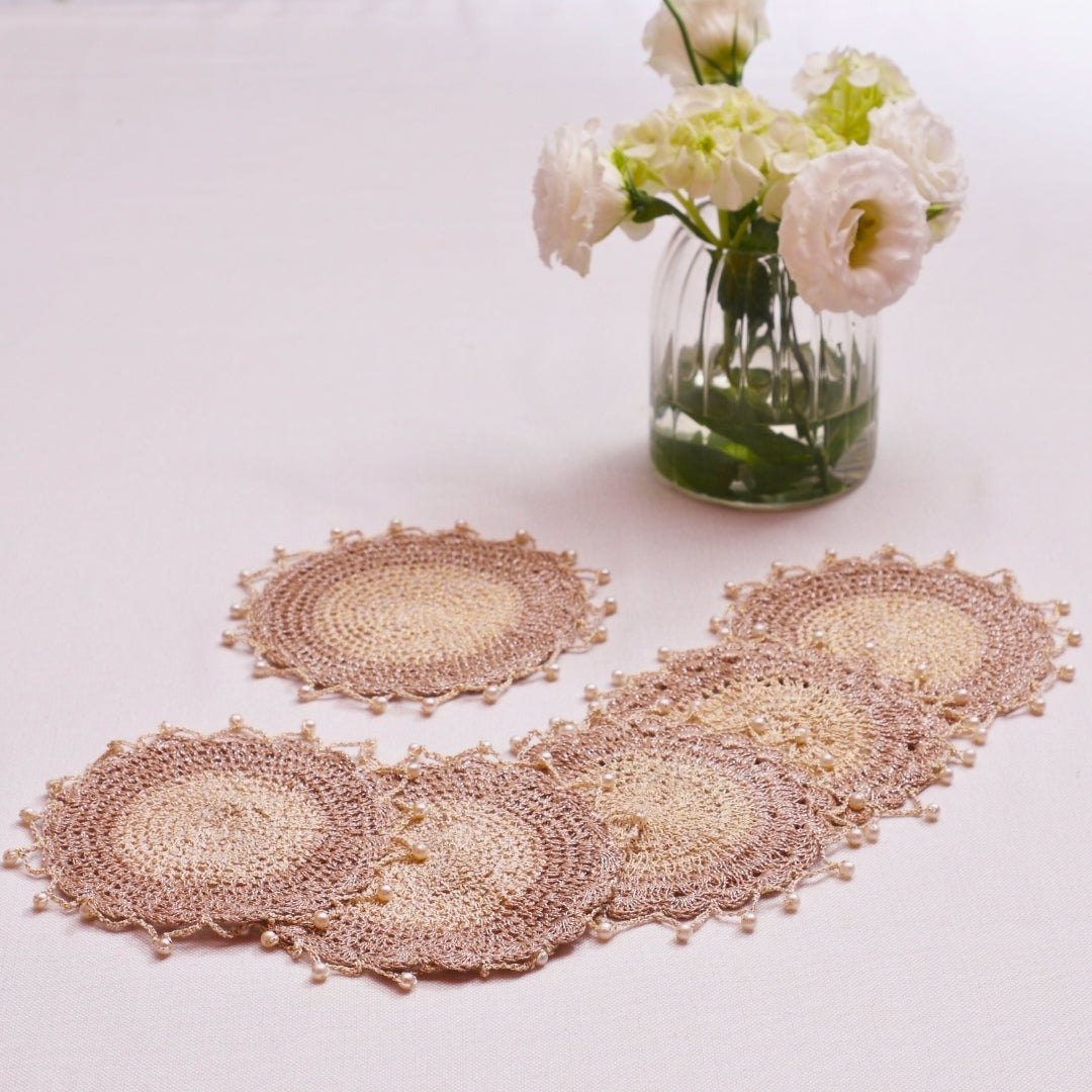 Antique Gold & Silver Crochet Glass Cover