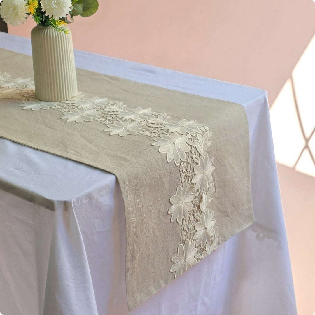 Natural Floral Lace Table Runner